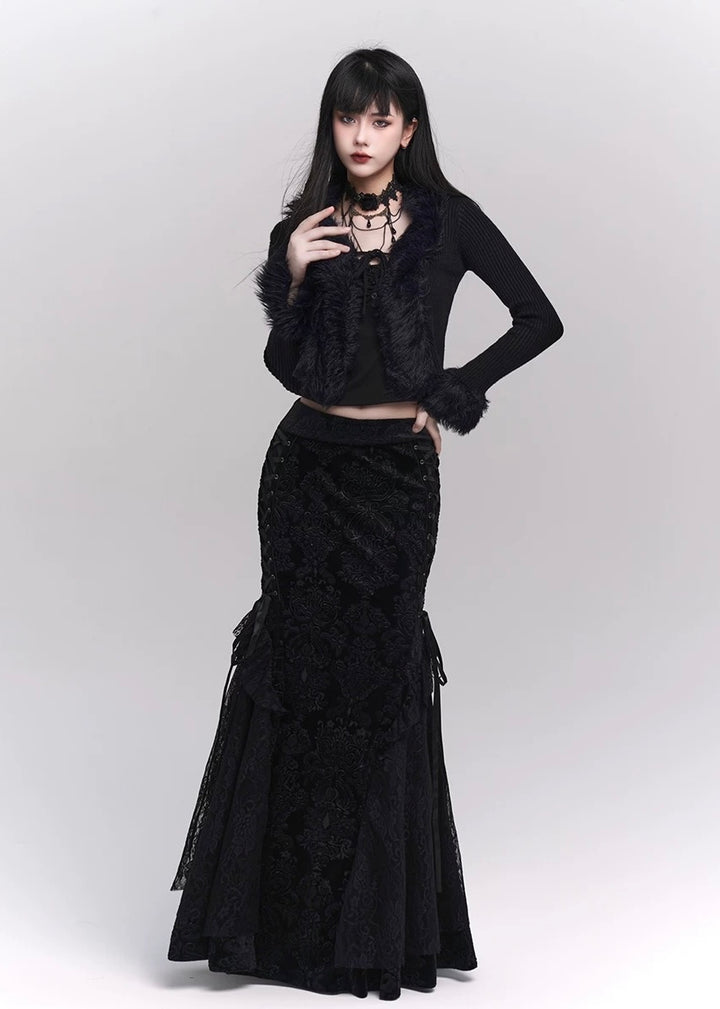 gothic velvet mermaid skirt / LG1207