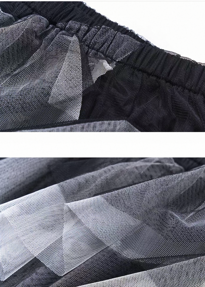 IRREGULAR MESH LAYERED LONG SKIRT / LG1542