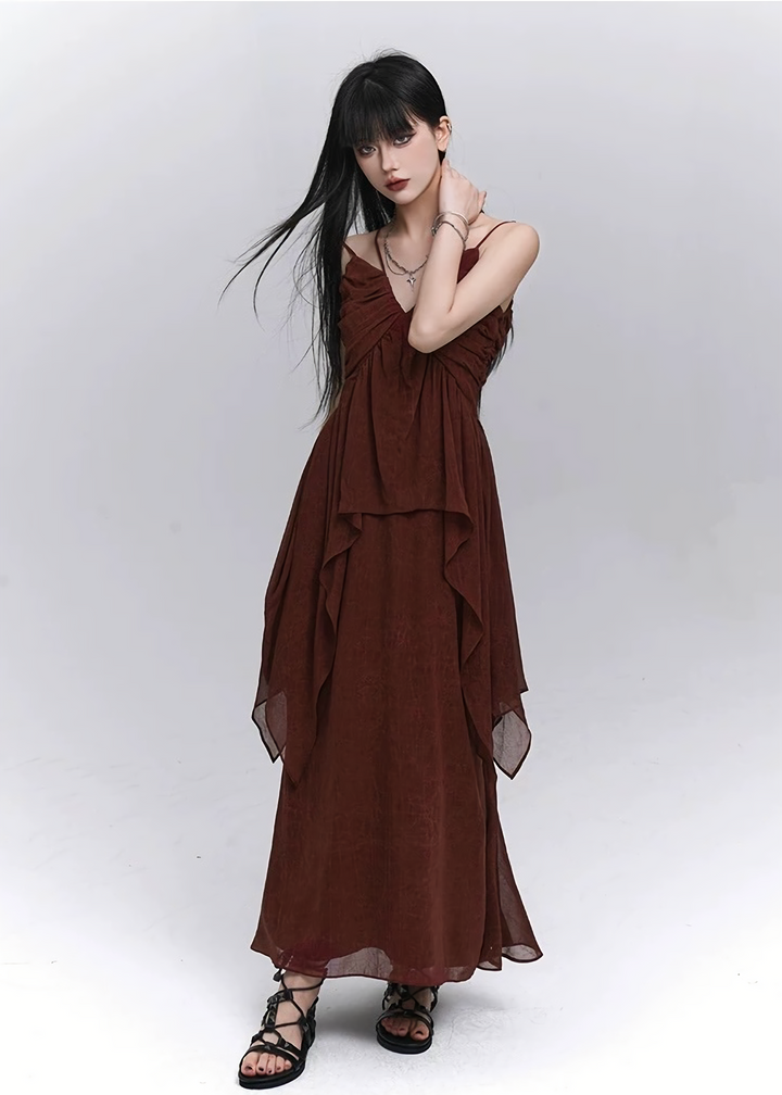 Draped Chiffon Setup(tops &amp;amp; skirt) / lg1314 