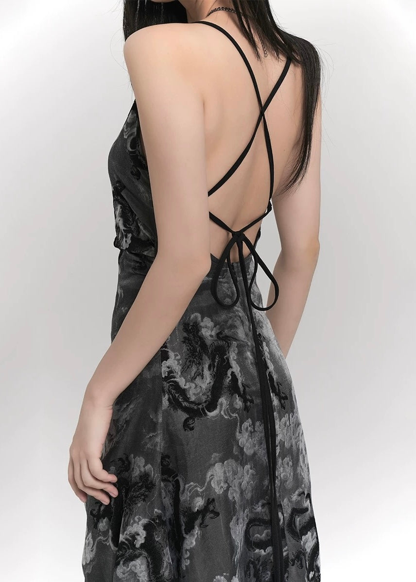 Black Mirage Dragon Dress & Veil Touch Sheer Bolero / lg1328