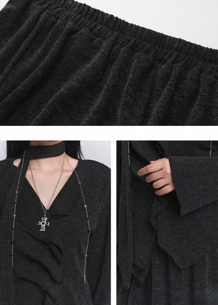 Asymmetrical ruffle top and long skirt set / LG1400