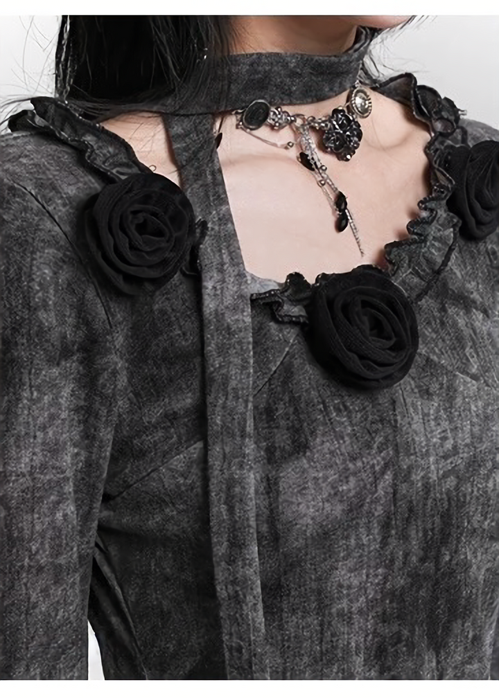 ROSE SCARF DYED LONG SLEEVE TOP &amp;amp; SKIRT / LG1477