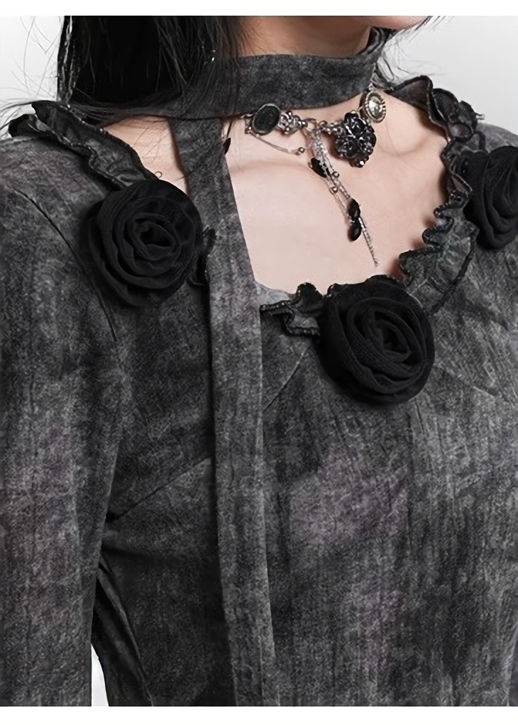 ROSE SCARF DYED LONG SLEEVE TOP & SKIRT / LG1477