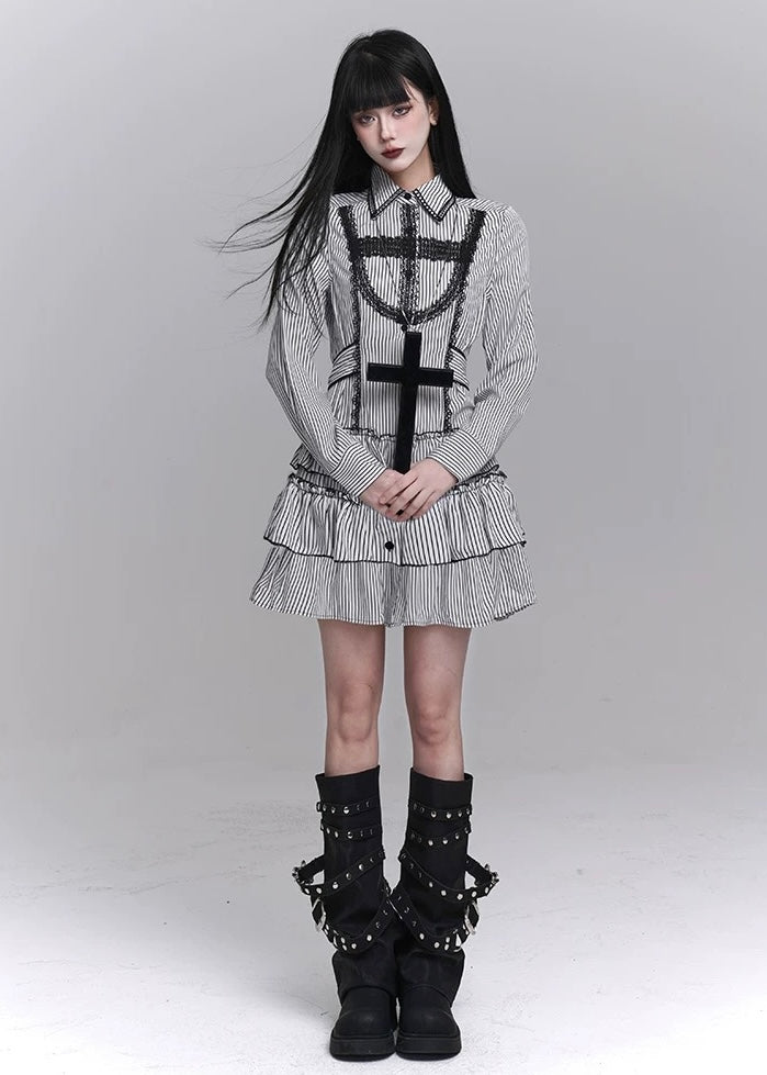 gothic striped dress / LG1237_e4r