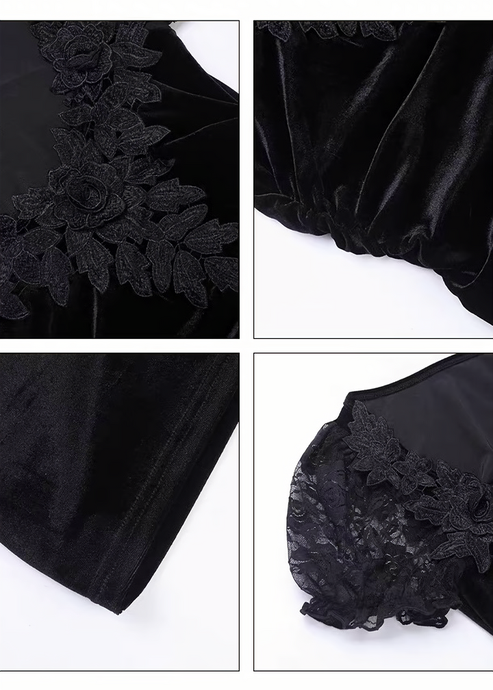 GOTHIC LACE VELVET MINI ONEPIECE / LG1674