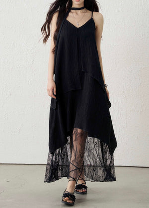 LACE LAYERED DRAPE CAMI DRESS / LG1595