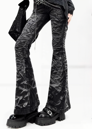 DARK WASHED FLARE DENIM PANTS / LG1682