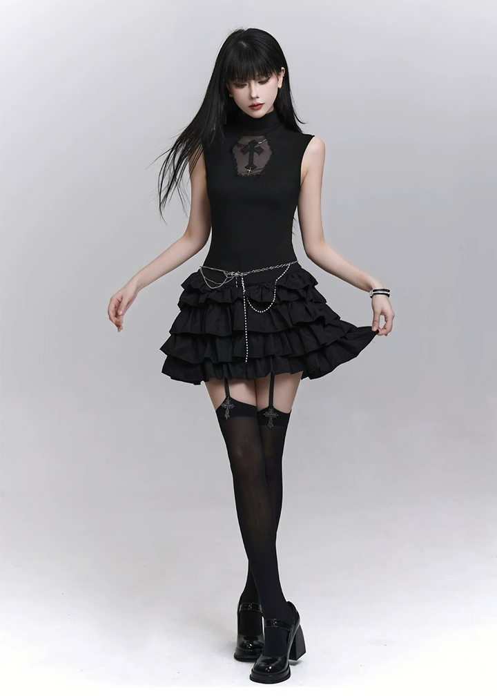 Gothic frill mini dress / LG1286
