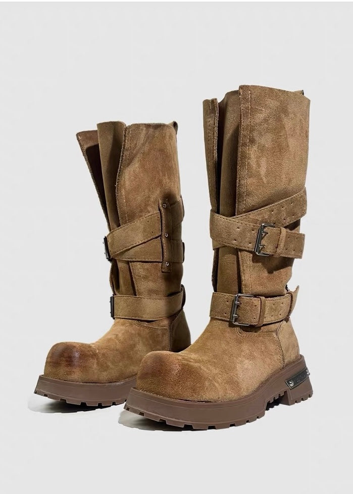 DARK Double Buckle Platform Boots / V1183