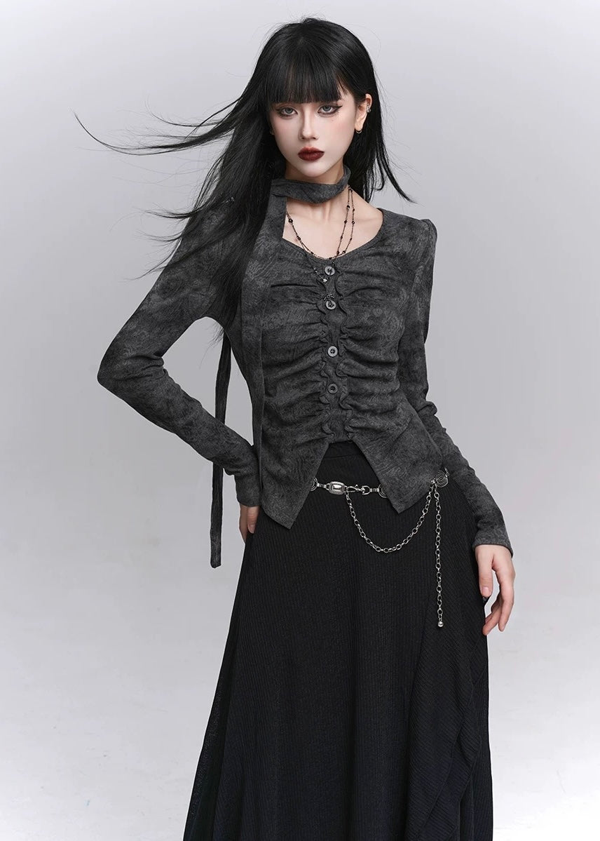 Asymmetry Ruched Gothic Top / lg1345_e4r