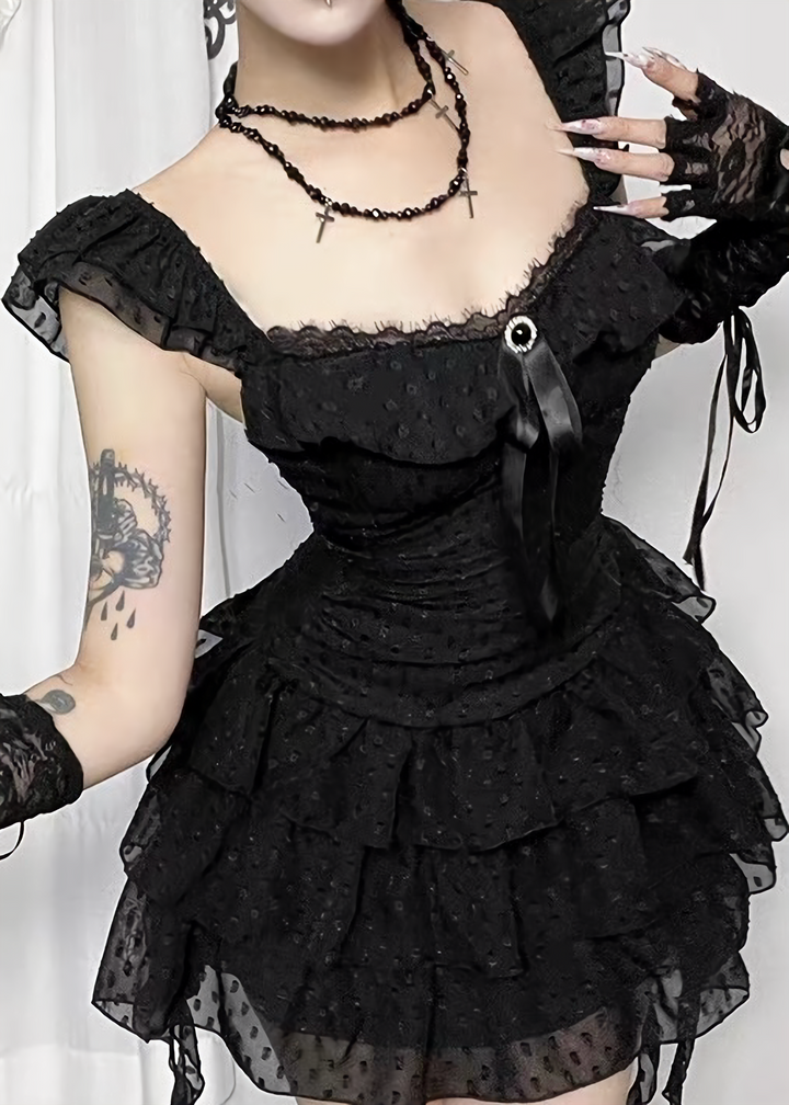 GOTHIC FRILL TIERED MINI ONEPIECE / LG1690