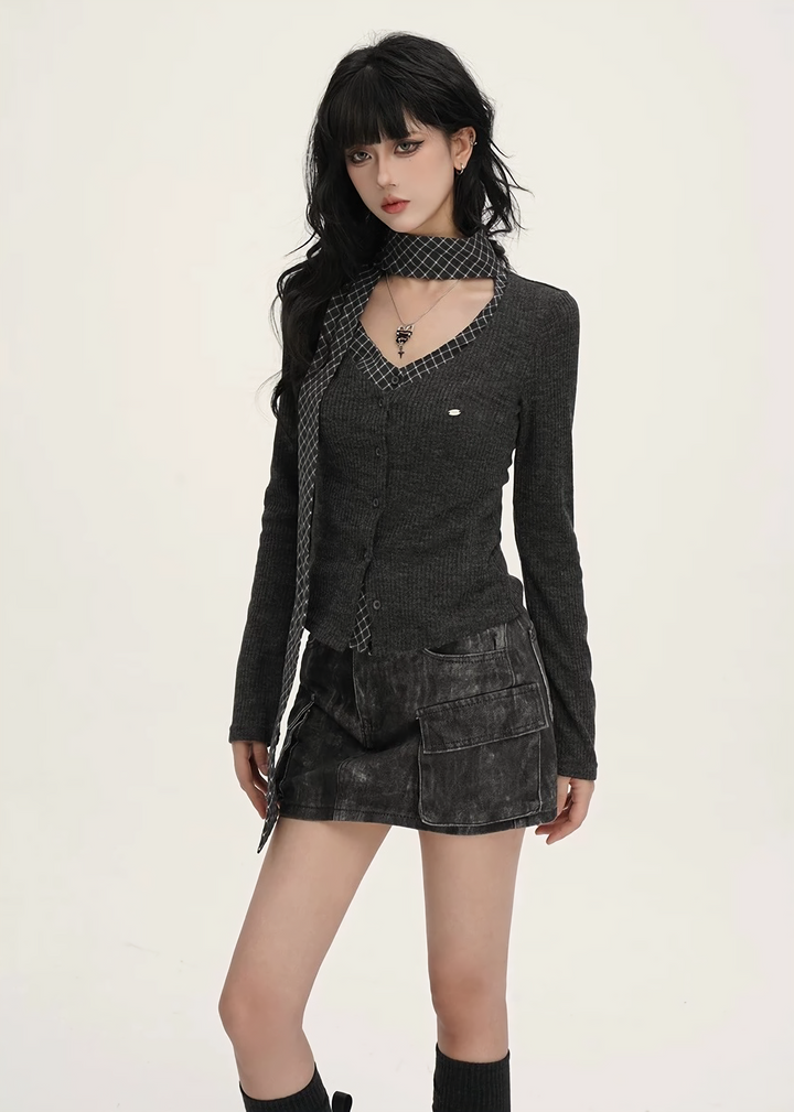 Washed Cargo Mini Skirt / LG1388