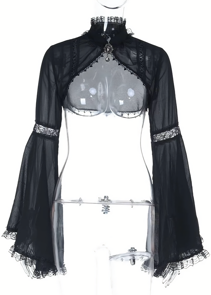 NIGHT ROSE LACE CARDIGAN & VELVET SHADOW GOTHIC DRESS / LG1407