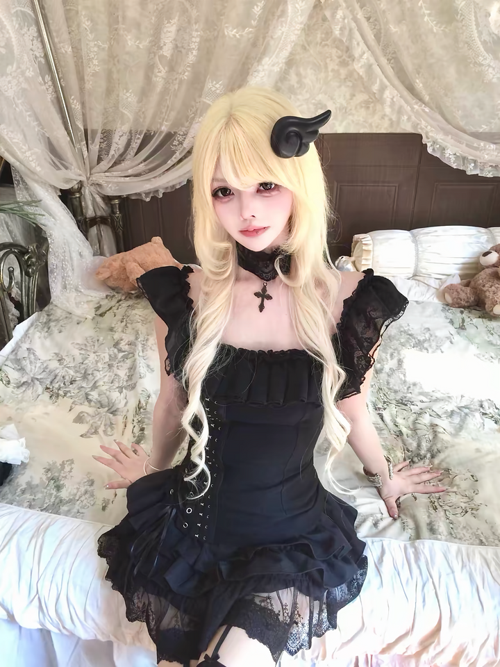 GOTHIC SQUARE NECK LACE-UP TOP / LG1673