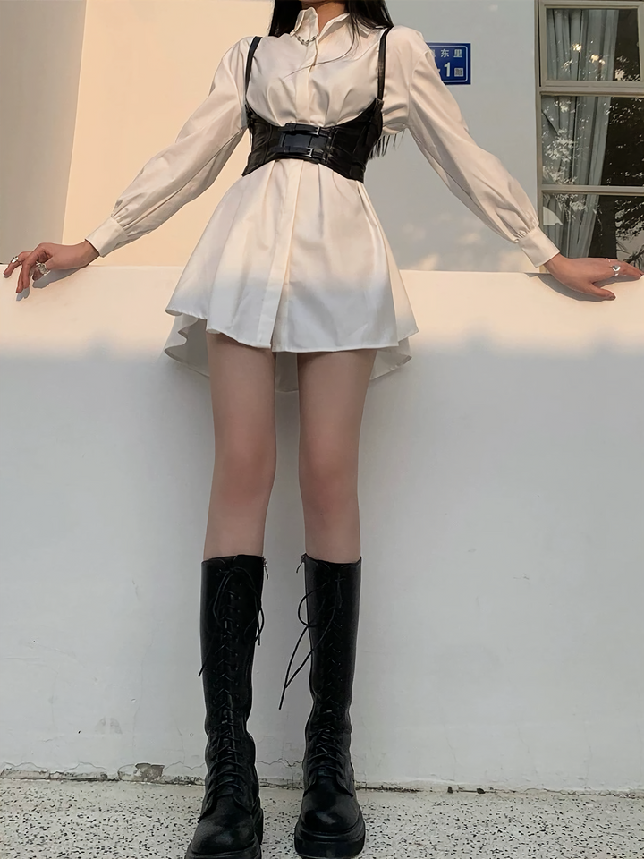 Faux Leather Corset Bustier / A1118