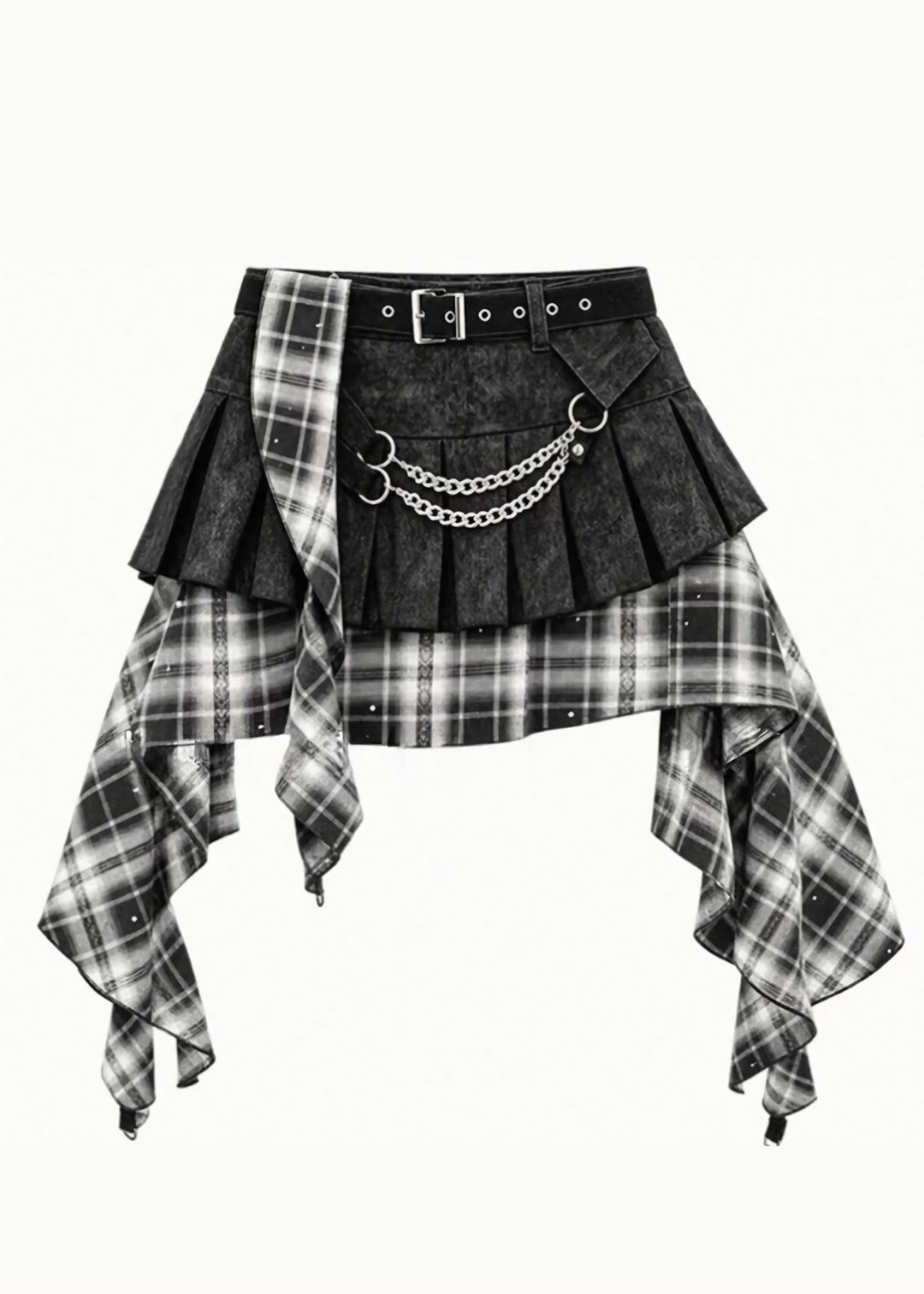 CHECK LAYERED CHAIN MINI SKIRT / LG1707