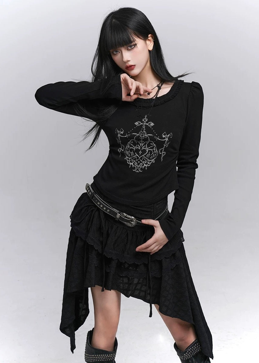 Shadow Shirring Ribbon Skirt / lg1361_e4r