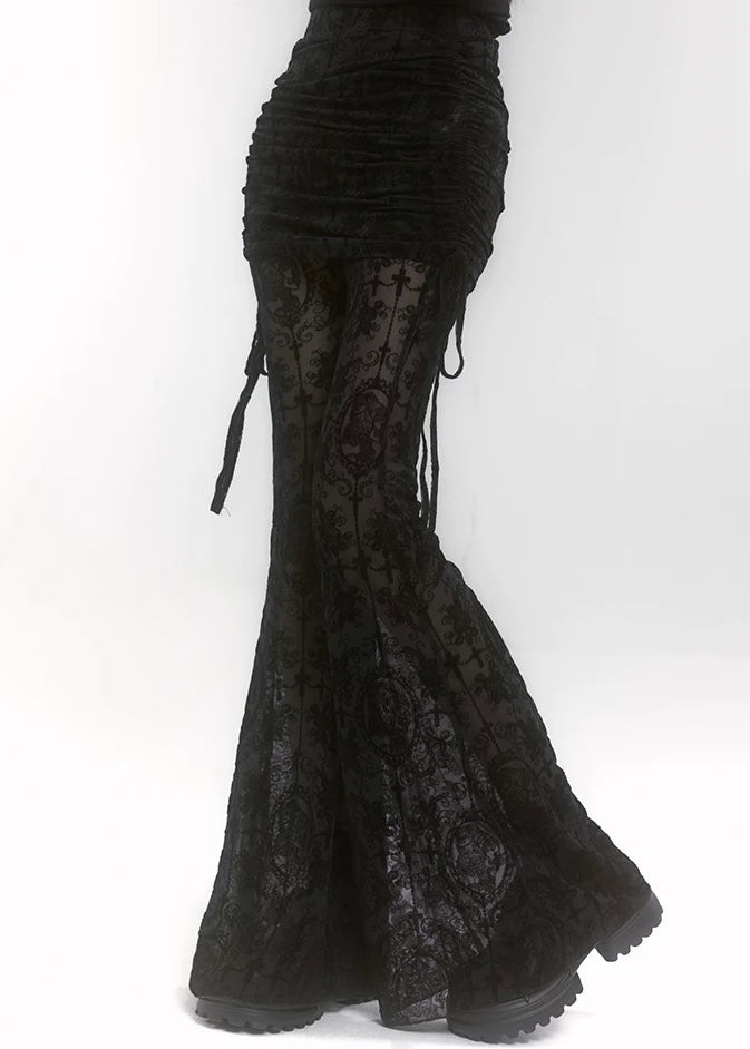 LACE FLARE SEE-THROUGH PANTS / LG1188_e4r