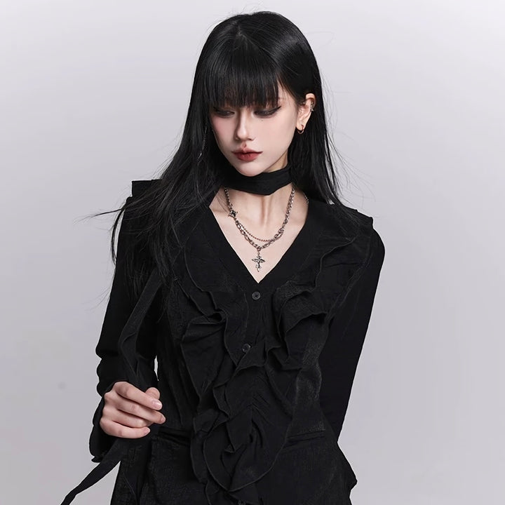 Double Chain Cross Necklace / A1147