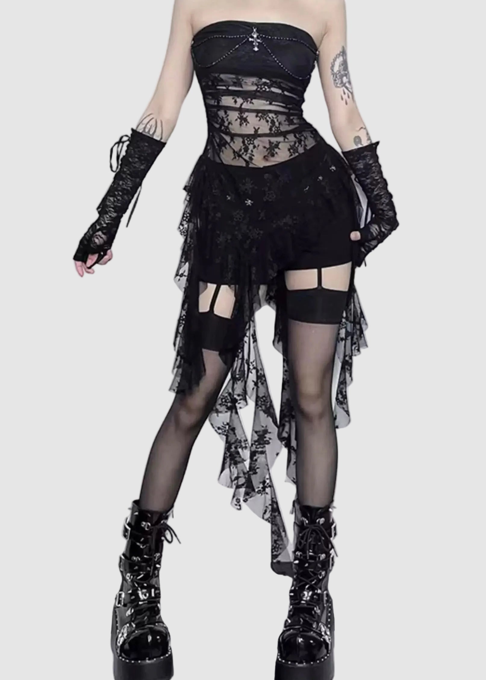 LACE CROSS DRAPE TULLE TOP / LG1587 – EU4RIA