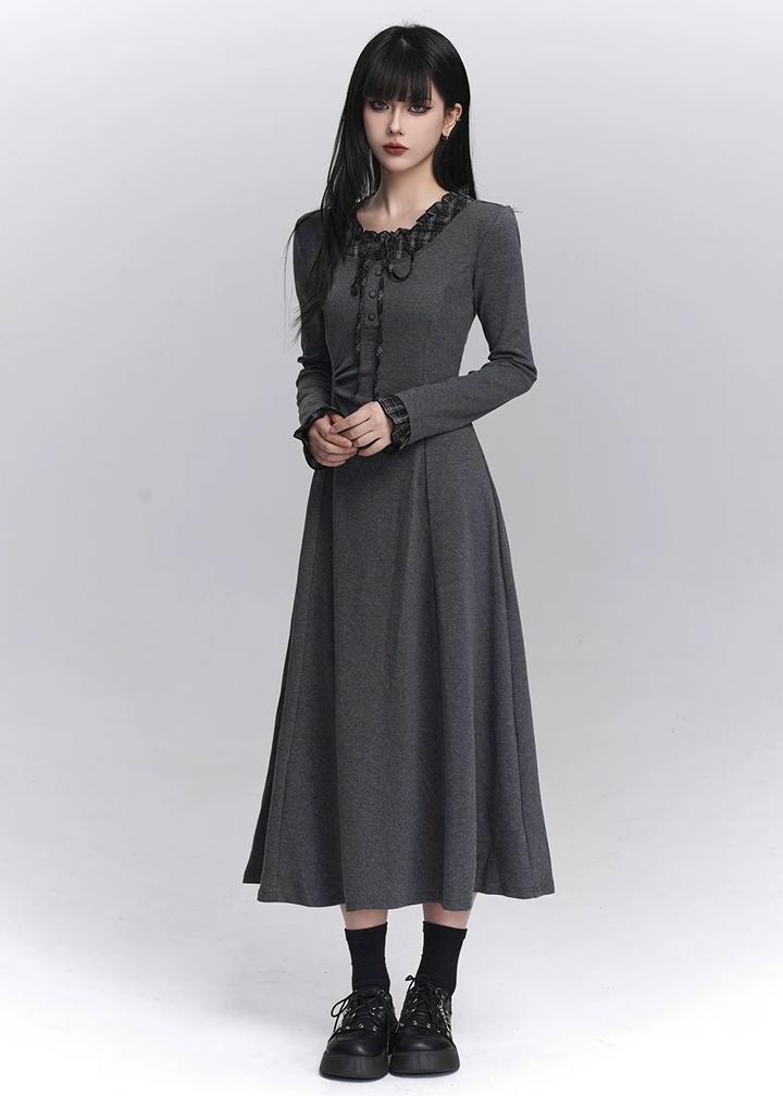 RUFFLED GOTHIC LONG DRESS / LG1433