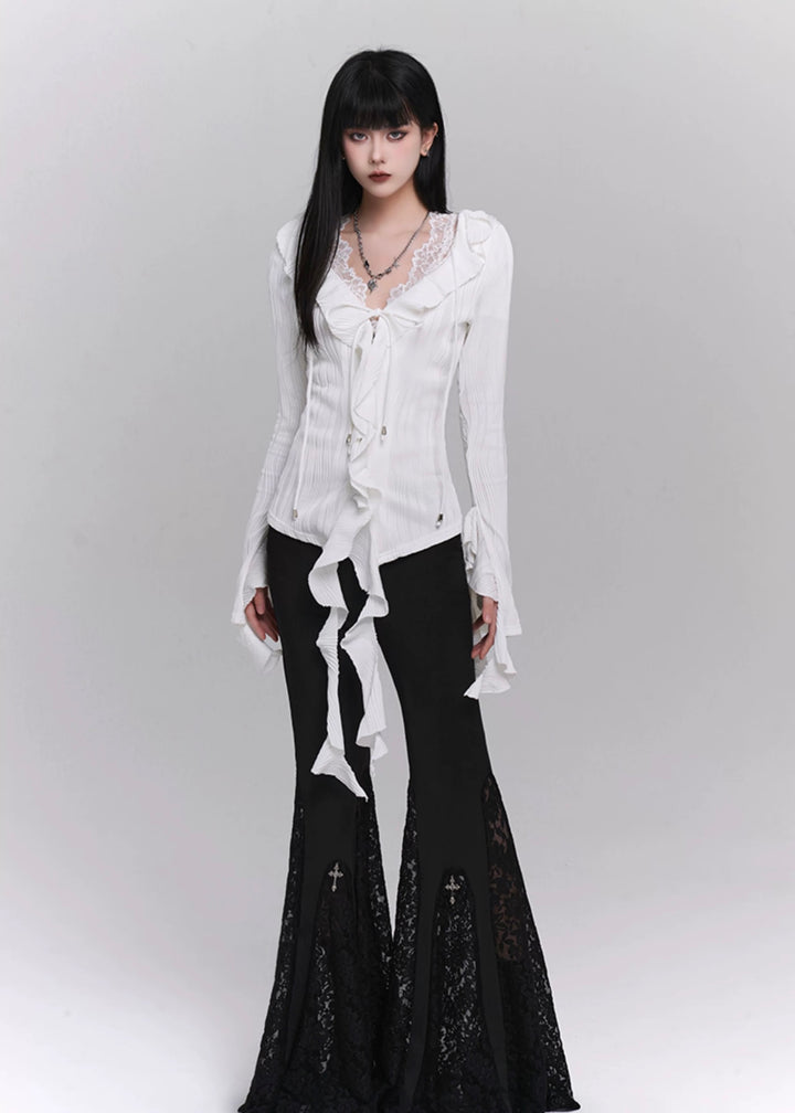 [Same day delivery] long sleeve ruffle shirt / LG1208