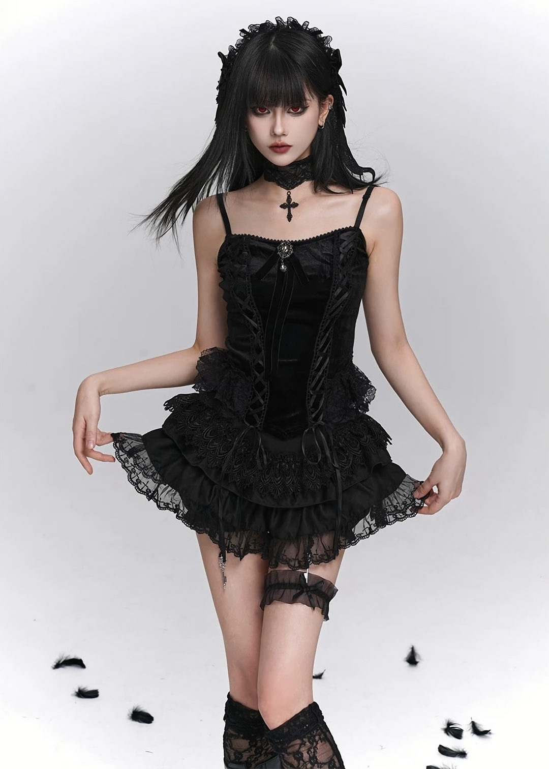 Multi-way Cross Lace Choker / A1128_e4r