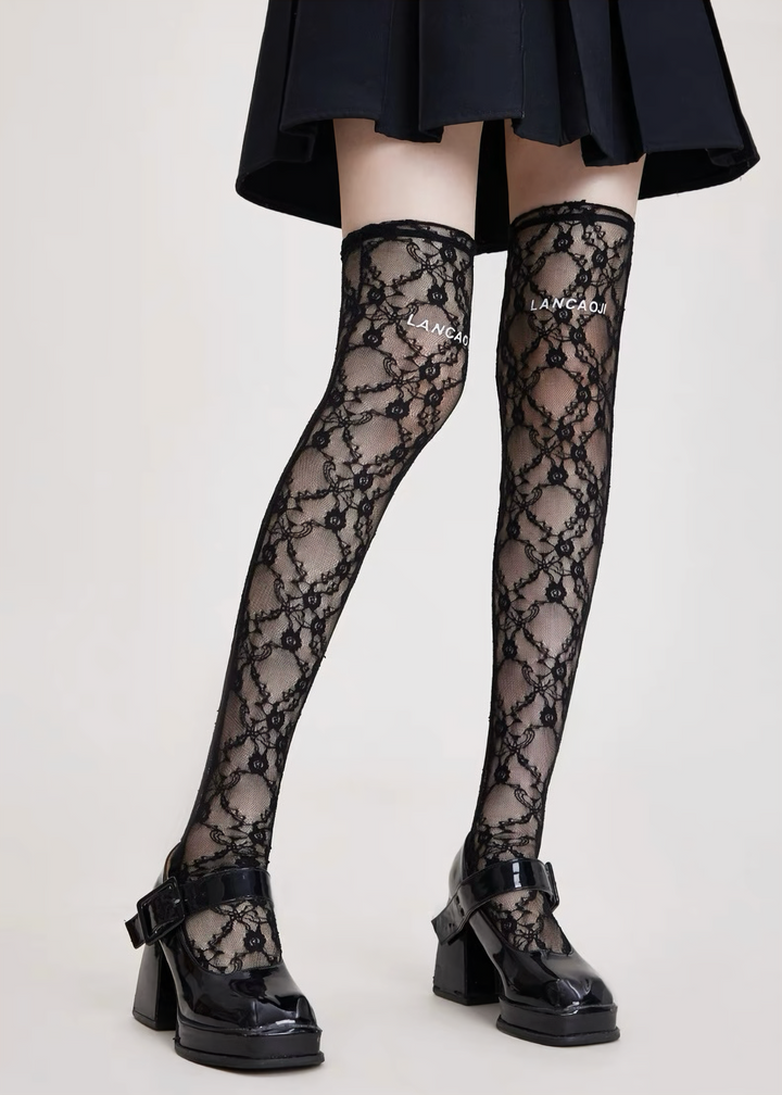 Flower Lace High Socks/y1110_e4r
