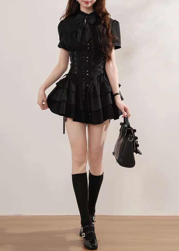 GOTHIC FRILL CORSET MINI DRESS / LG1561
