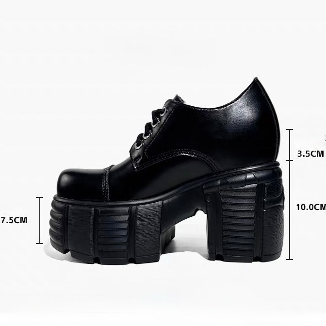 DARK CHUNKY PLATFORM LACE-UP SHOES / V1188