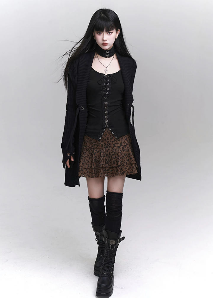 [Same-day delivery] black knit cardigan jacket / LG1159