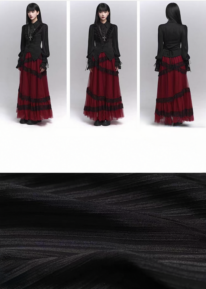 Gothic Ruffle Pintuck Shirt / lg1353