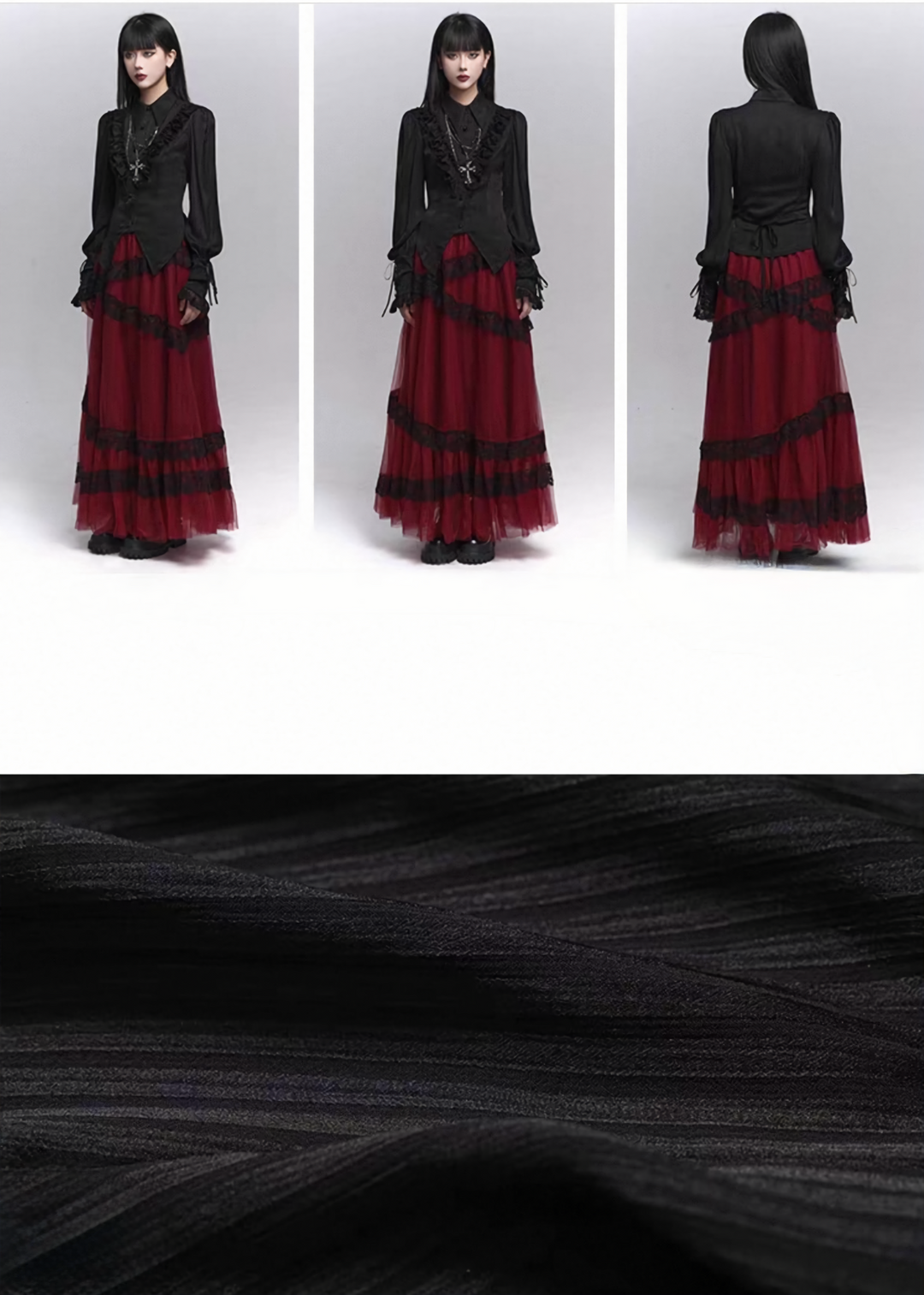 Gothic Ruffle Pintuck Shirt / lg1353_e4r