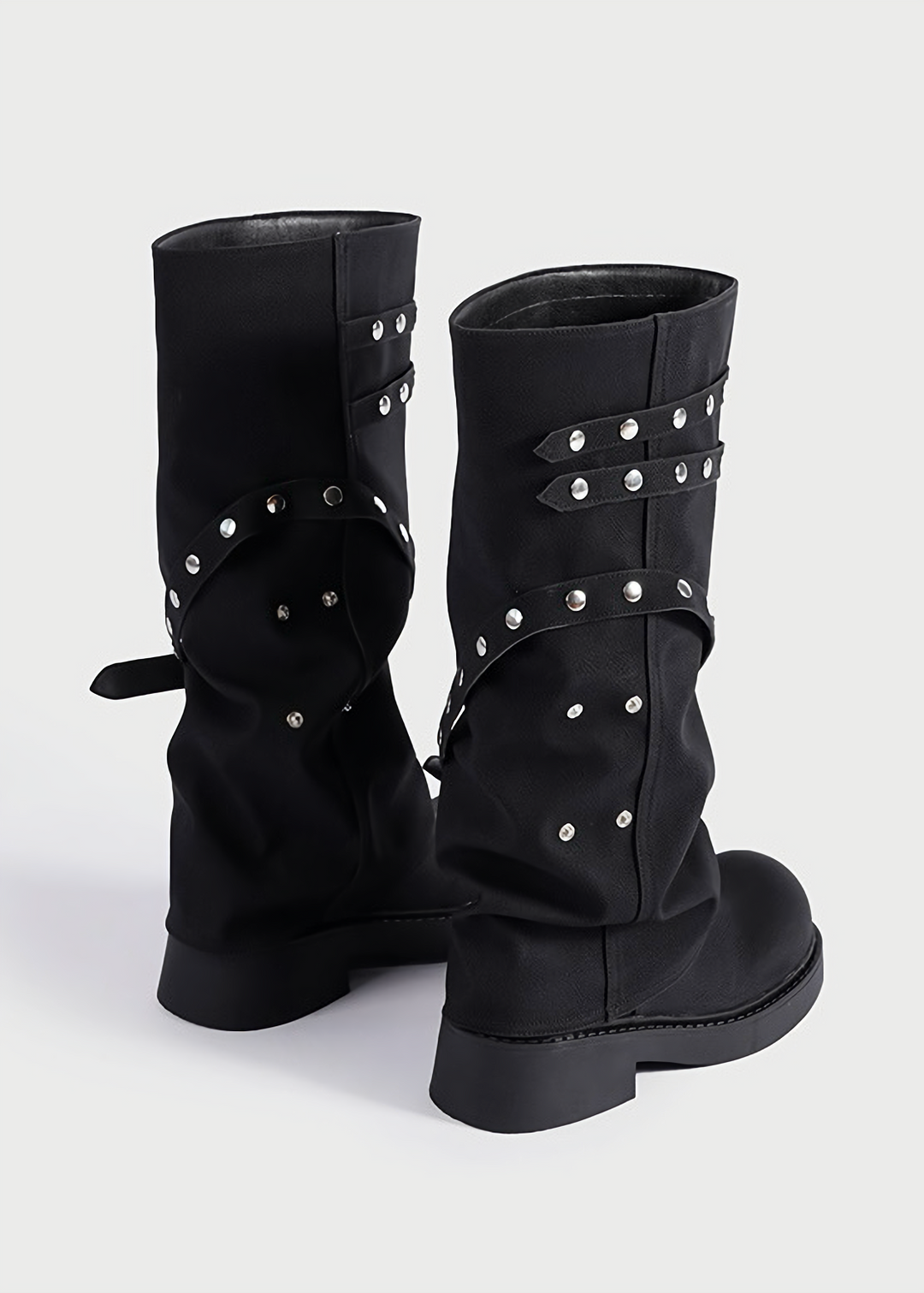 biker rivet long boots / v1122