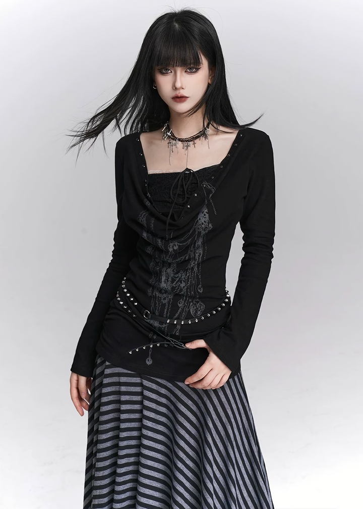 Chain Corset Long Sleeve Top / LG1443