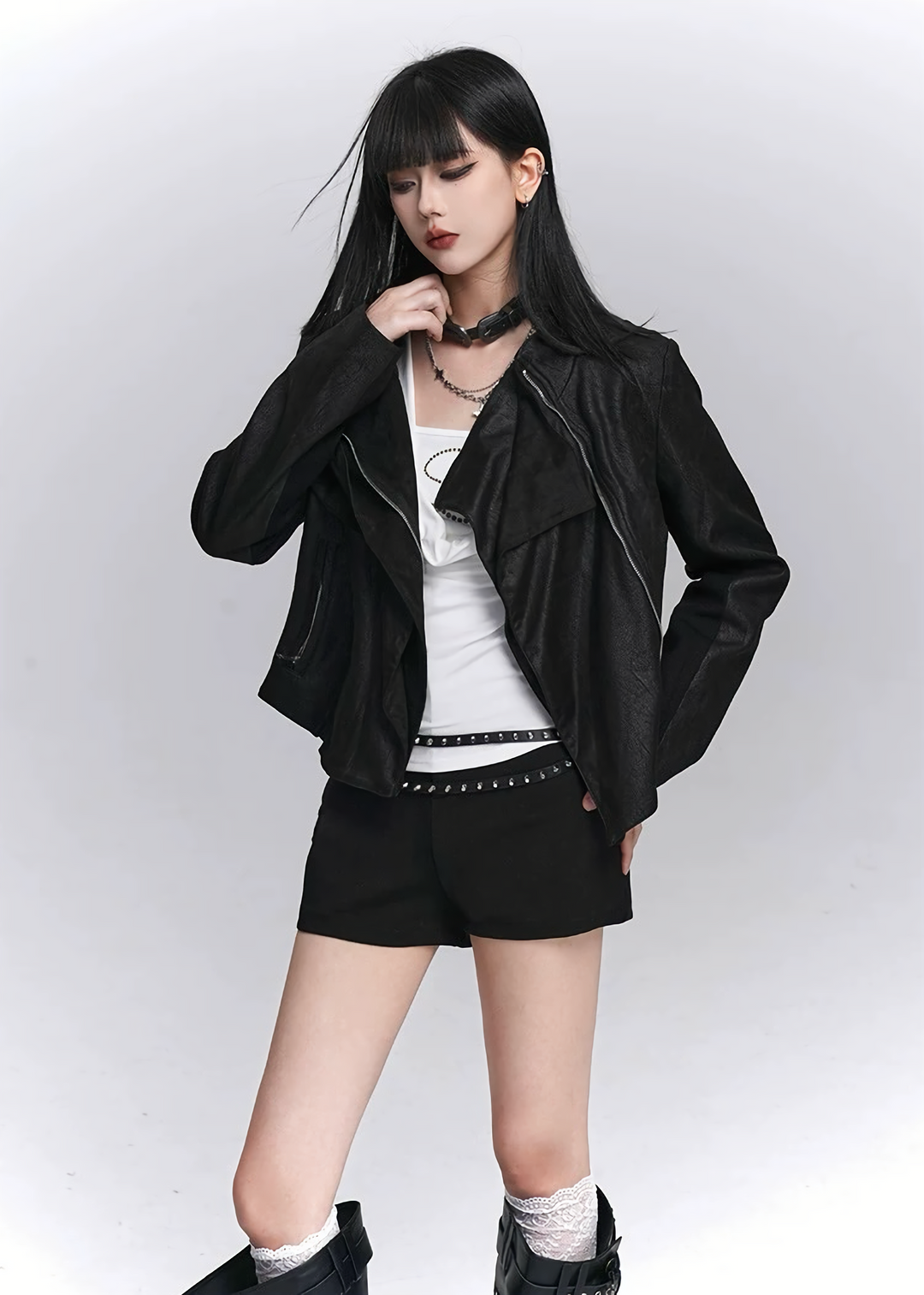 ASYMMETRY ZIP SHORT JACKET / LG1442