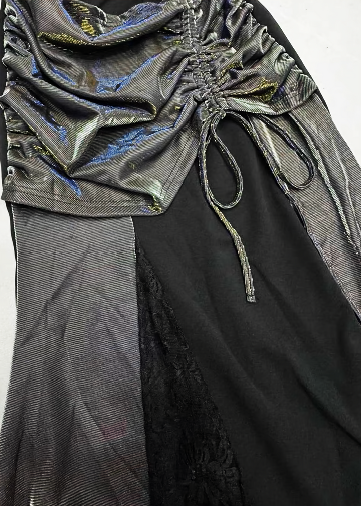 IRIDESCENT LACE-UP LONG DRESS SET / LG1705