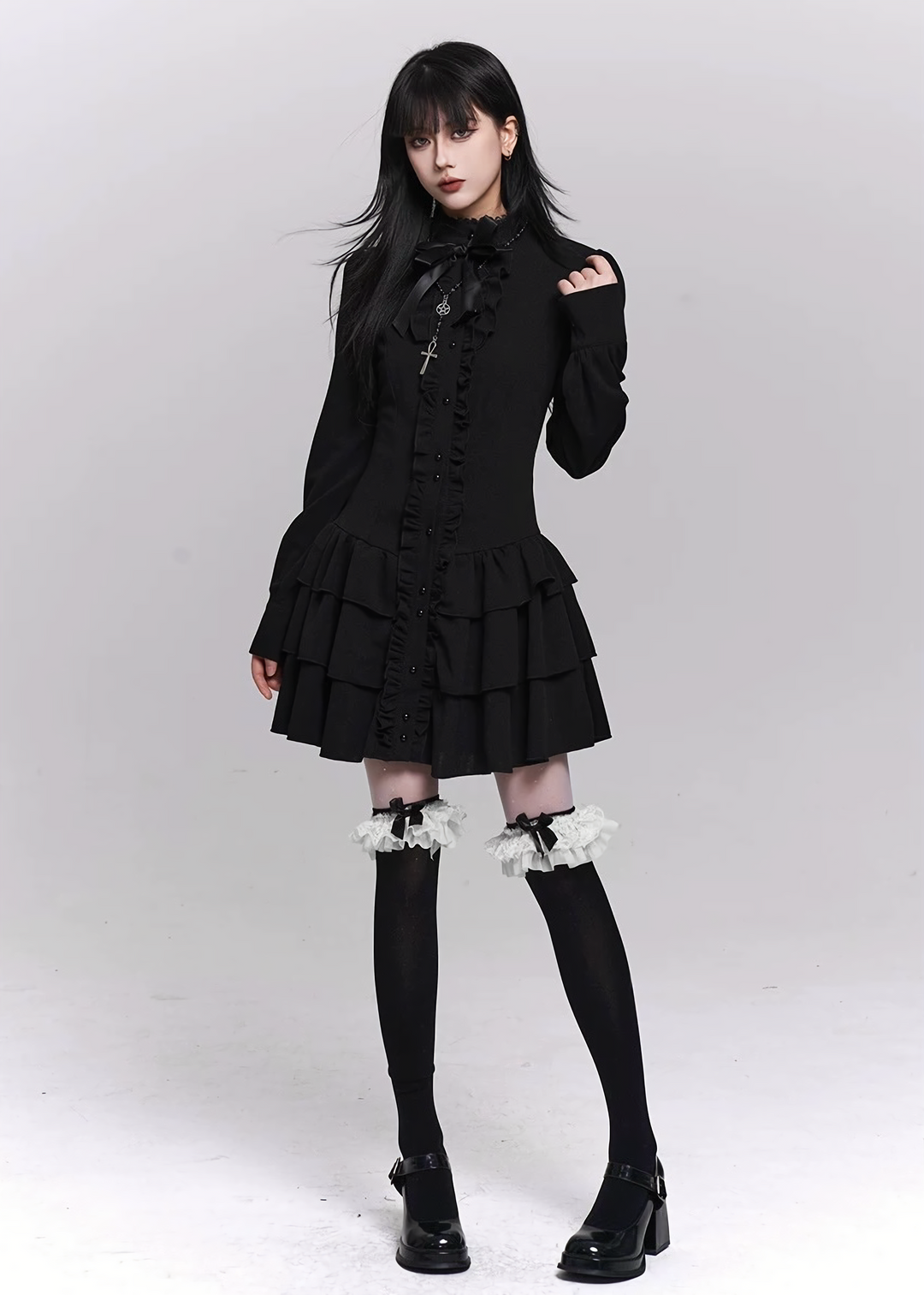 SILENT RUFFLE TIERED DRESS / LG1496