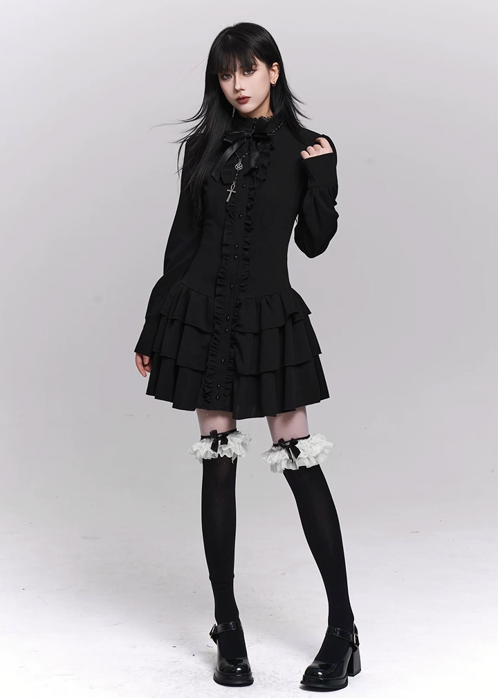 SILENT RUFFLE TIERED DRESS / LG1496