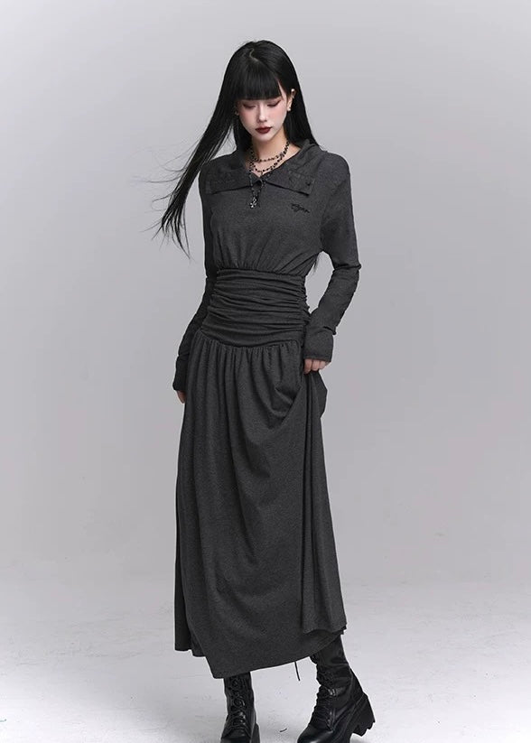 dark tailored polo dress / LG1228 