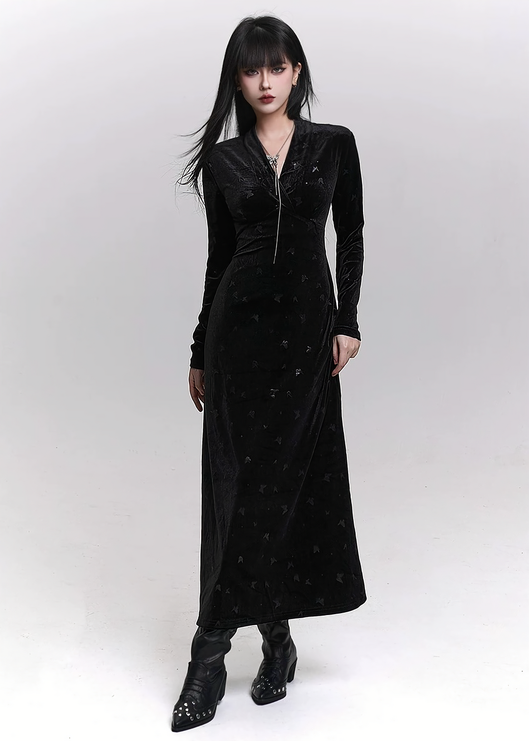 NOIR VEIL LONG DRESS / LG1463