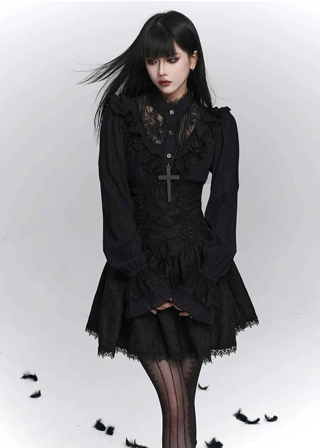 Midnight Ruffle Blouse / LG1403_e4r