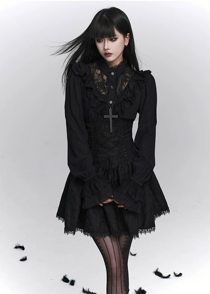 Midnight Ruffle Blouse / LG1403_e4r