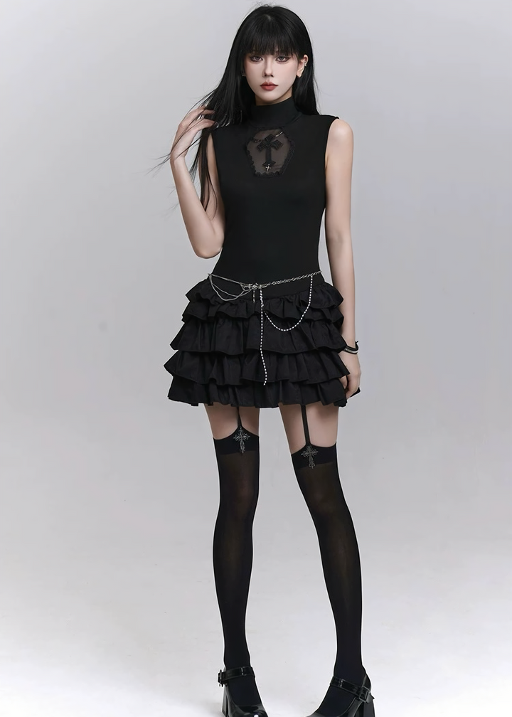 Gothic frill mini dress / LG1286