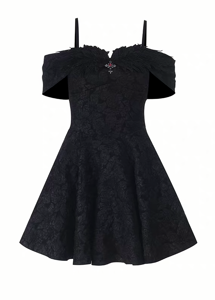 GOTHIC WING OFF-SHOULDER MINI ONEPIECE / LG1676