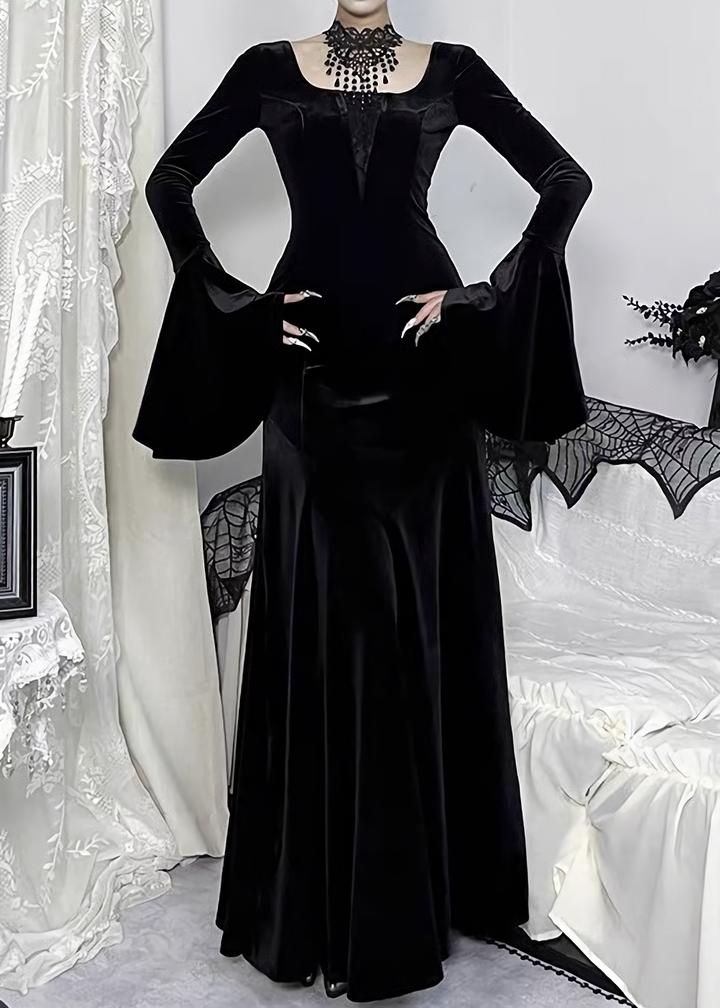 VELVET MERMAID BELL SLEEVE DRESS / LG1709