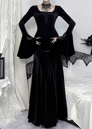 VELVET MERMAID BELL SLEEVE DRESS / LG1709
