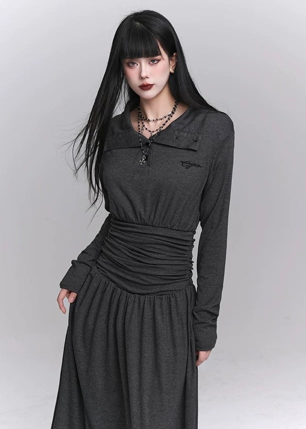 dark tailored polo dress / LG1228