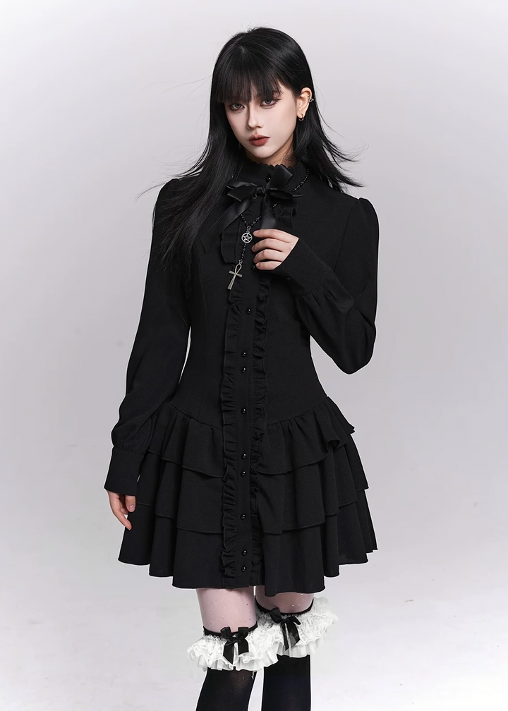 SILENT RUFFLE TIERED DRESS / LG1496