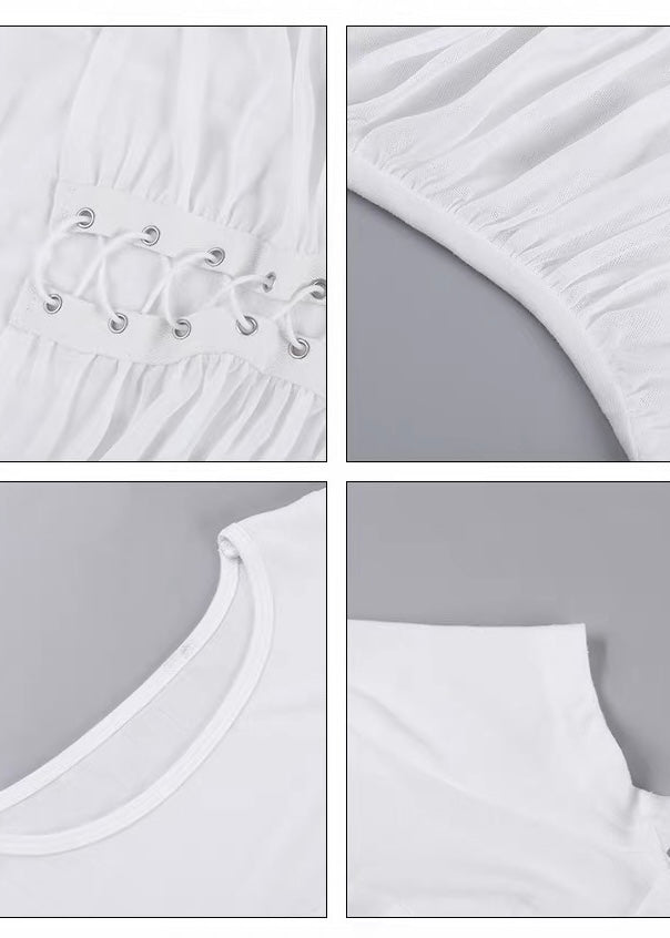 DARK CORSET LACE-UP RUCHED TOP / LG1687